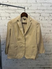Vince Beige Linen Cotton Blend Blazer Jacket Women s Size 2 Three Button