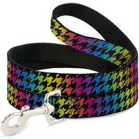 "Dog Leash Houndstooth Black/Rainbow Narrow 0.5\" (Us Import)"