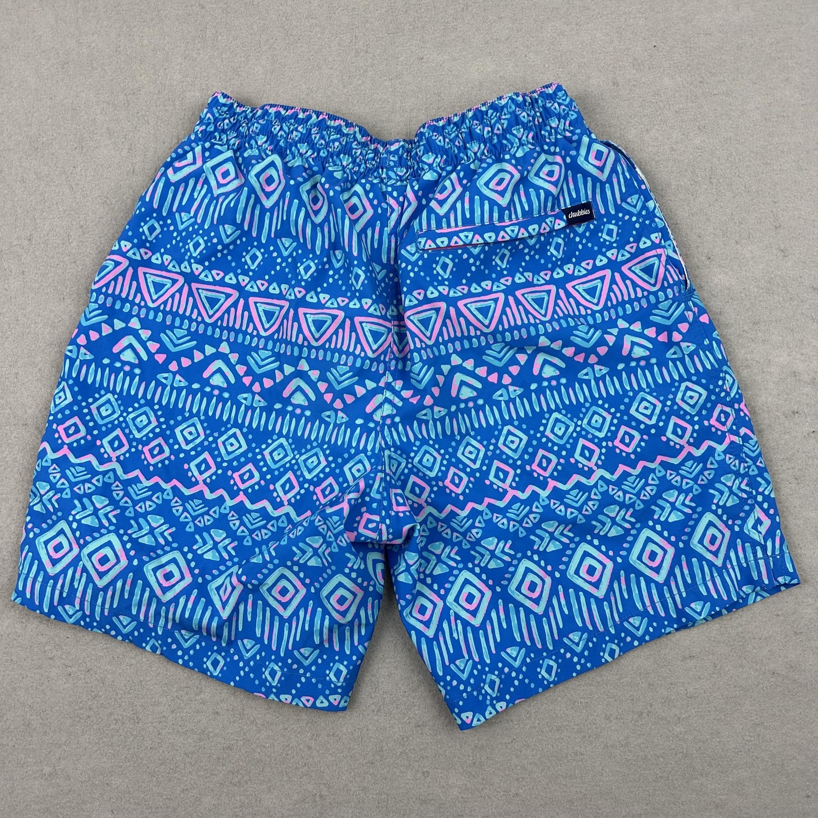 Chubbies Swim Trunks Shorts Mens Small Blue Geometric Mesh Lined Drawstring S