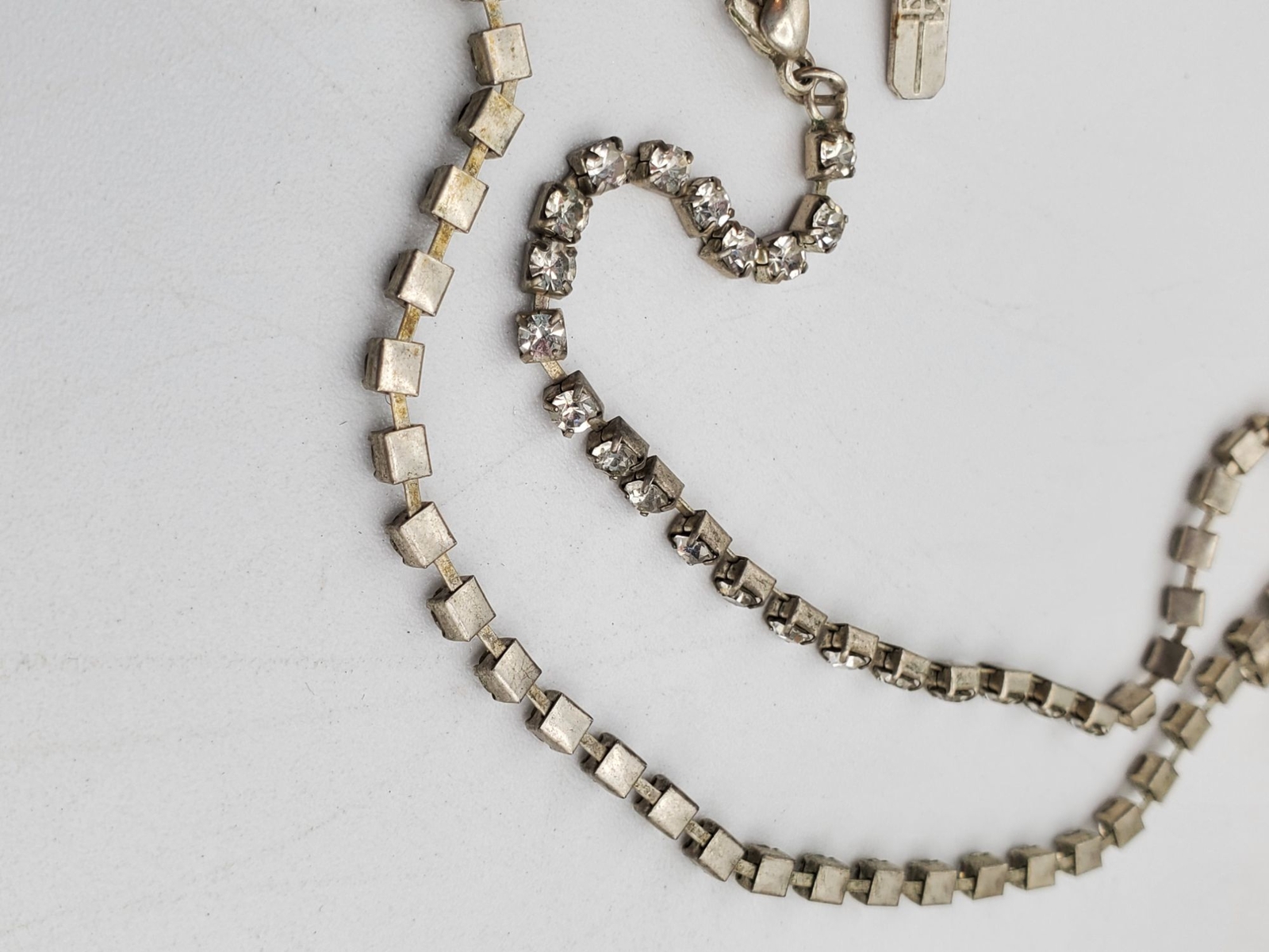 Silver tone Rhinestone Butterfly shape chain  nec… - image 8