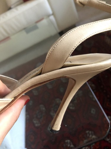 MANOLO BLAHNIK BEIGE ANKLE STRAP SANDALS SIZE US 8 EU 38 - Picture 11 of 12