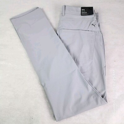 Puma 101 Golf Pants Mens 28x32 Gray Tour Stretch 5 Pocket 50+ UPF Wicking Active