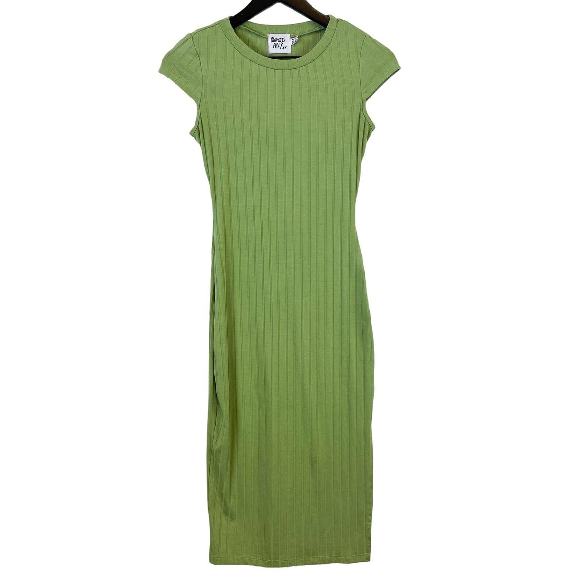 princess polly t shirt dress Princess Polly Size 4 Midi TShirt Ribbed Fitted Dress Green Bodycon