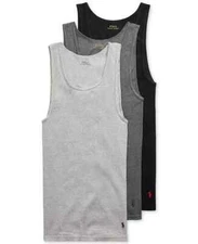 Polo Ralph Lauren 3 Pack Classic Fit Cotton Three Tank Top Gray Black Size XL 