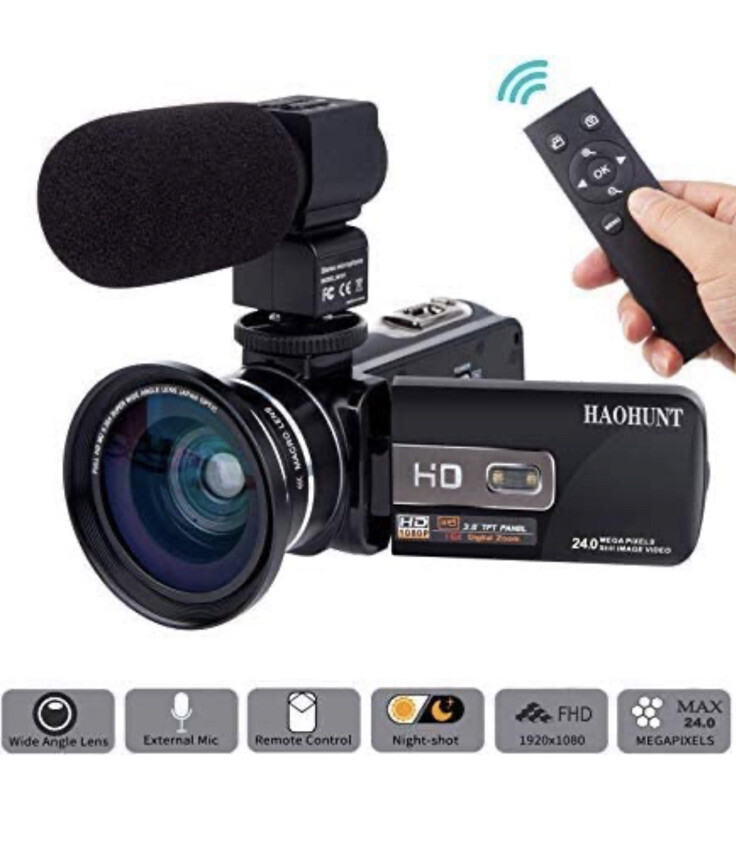 HAOHUNT Camcorder Video Vlogging HD Camera 24MP 1080P Digital Recorder  Inch