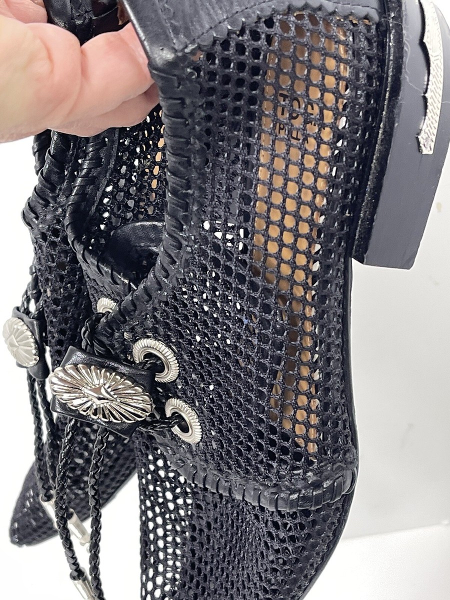 Auth TOGA PULLA 37 Mesh Lace Up Black Silver Hardware Auth TOGA PULLA 37 Mesh Lace Up Black Silver Hardware