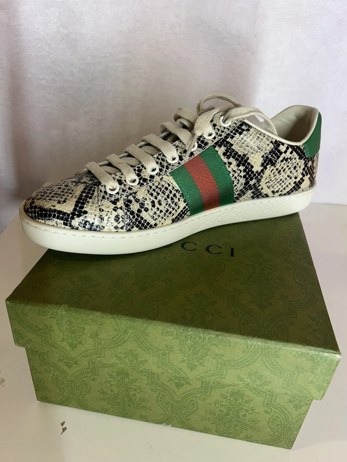 Chaussures Gucci Python peau de serpent cuir gaufré as uk 38