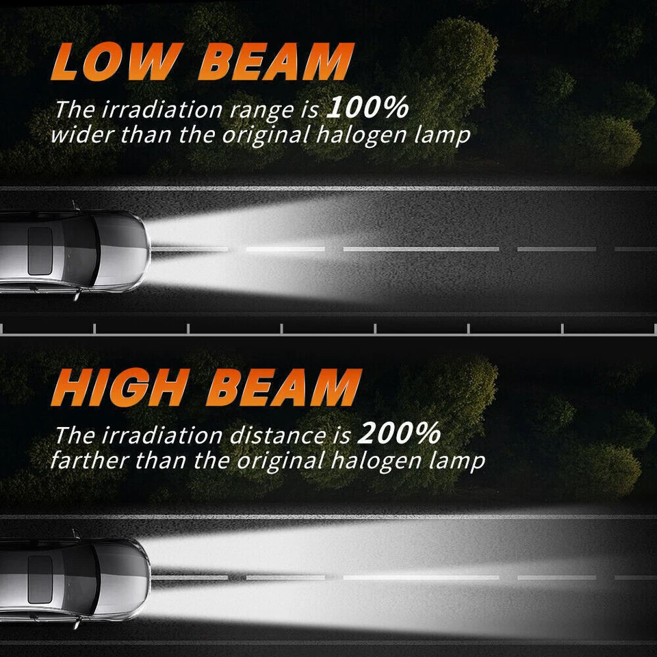 4PCS 4x6" Led Headlights Hi/Lo Beam For 1980-1988 Oldsmobile Cutlass Ciera H4 - Image 3 of 4