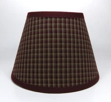 Primitive Burgundy Navy Stripe Plaid Homespun Fabric Lampshade Lamp Shade
