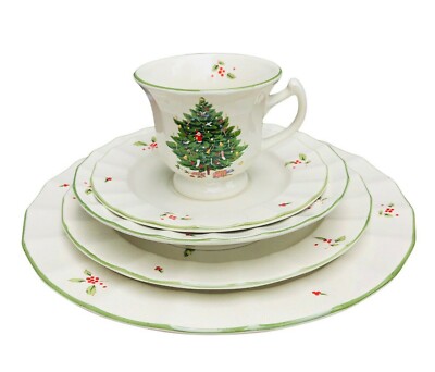 Studio Nova Holiday Season NY 102 Dinnerware 5pc Place Setting  Scalloped Edge