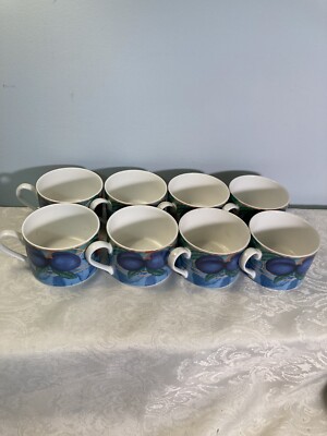 CASUAL VICTORIA BEALE ''Forbidden Fruit: Coffee/Tea Cups (8); no chips; ht 2 1/2''