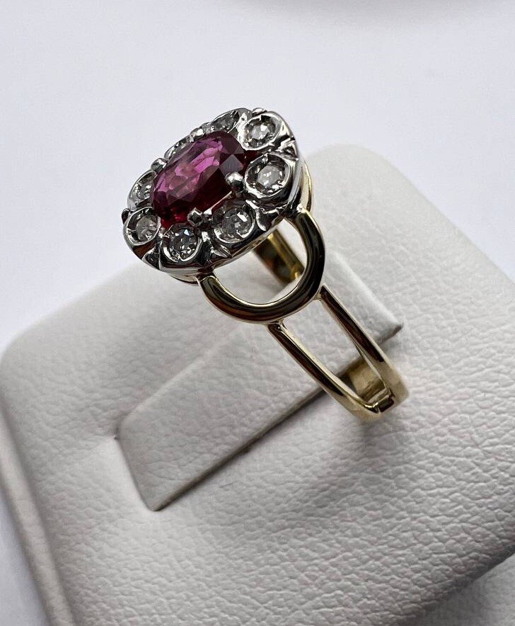🟥Smart Entourage Ring Ruby 0.35ct. Diamond. 585.… - image 3
