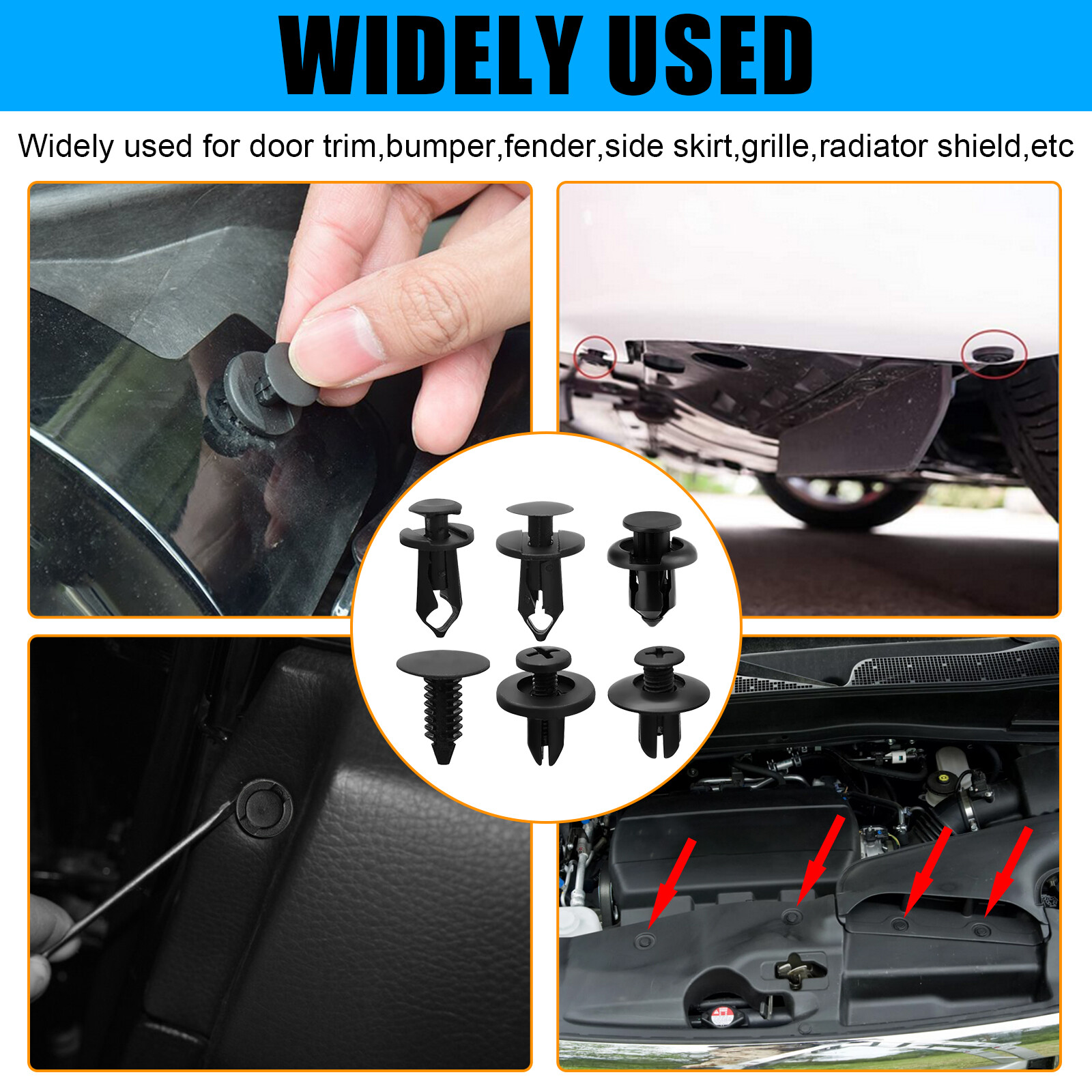 190Pcs Car Trim Bumper Clips Plastic Retainer Rivets Fastener Fender Push Pin Ki