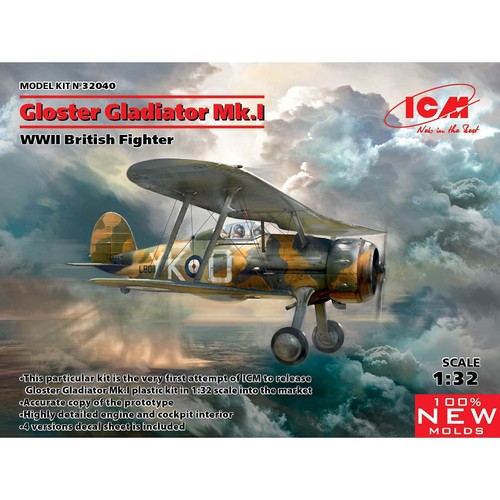 Gloster Gladiator Mk.I British Fighter - Plastic Model Kit Models 1/32 ICM 32040 - Picture 17 of 17