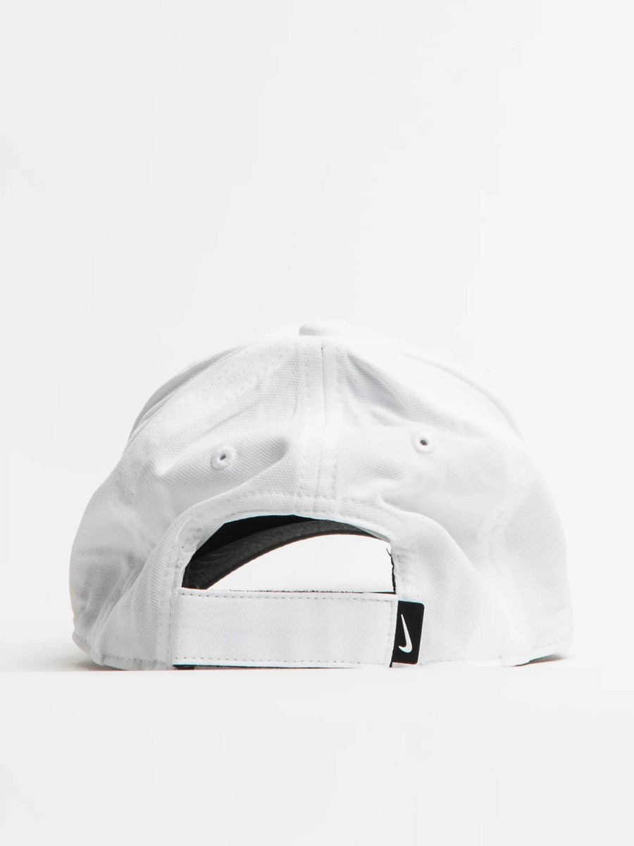 New Nike Club Structured Swoosh Hat Deep White Black Cap