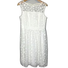Adrianna Papell White Floral Embroidered Dress Sheer Wedding Beach Resort Sz 10