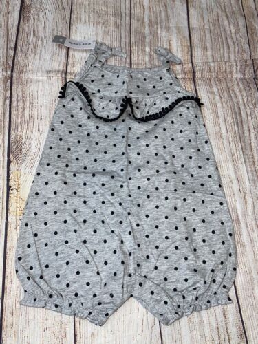 Carters 18 Months Gray Black Polka Dot Romper One Piece NEW - Picture 1 of 2