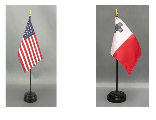 Hecho en los EE. UU.- 1 American & 1 Country Rayon 4""x6"" Bandera de escritorio de oficina y 2 soportes - Imagen 125 de 217