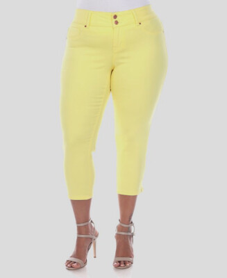 White Mark Women's Yellow Capri Jeans Pants Plus Size 18