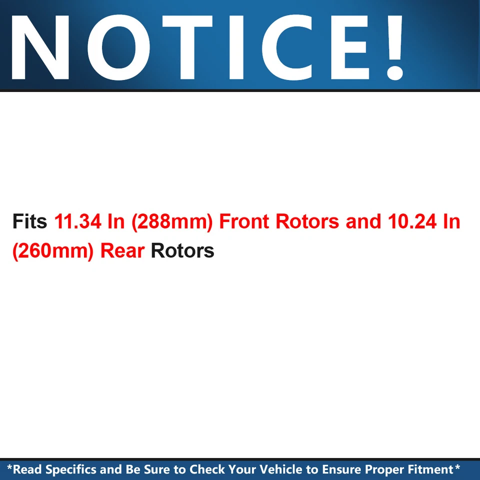 11.34" Front 10.24" Rear Brake Rotors Ceramic Pads Kit for Volkswagen Jetta Golf - Image 2 of 4