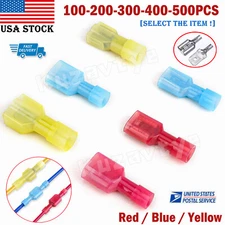 100/500pcs Insulated Nylon Male Female Spade Terminals Wire Crimp Connectors Kit