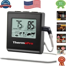 TP16 Large LCD BBQ Thermometer with Timer & Stainless Steel Probe