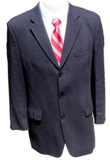 Men  s Sz 43T TALL Chaps Ralph Lauren Solid Black 3 Button Blazer 100 Wool