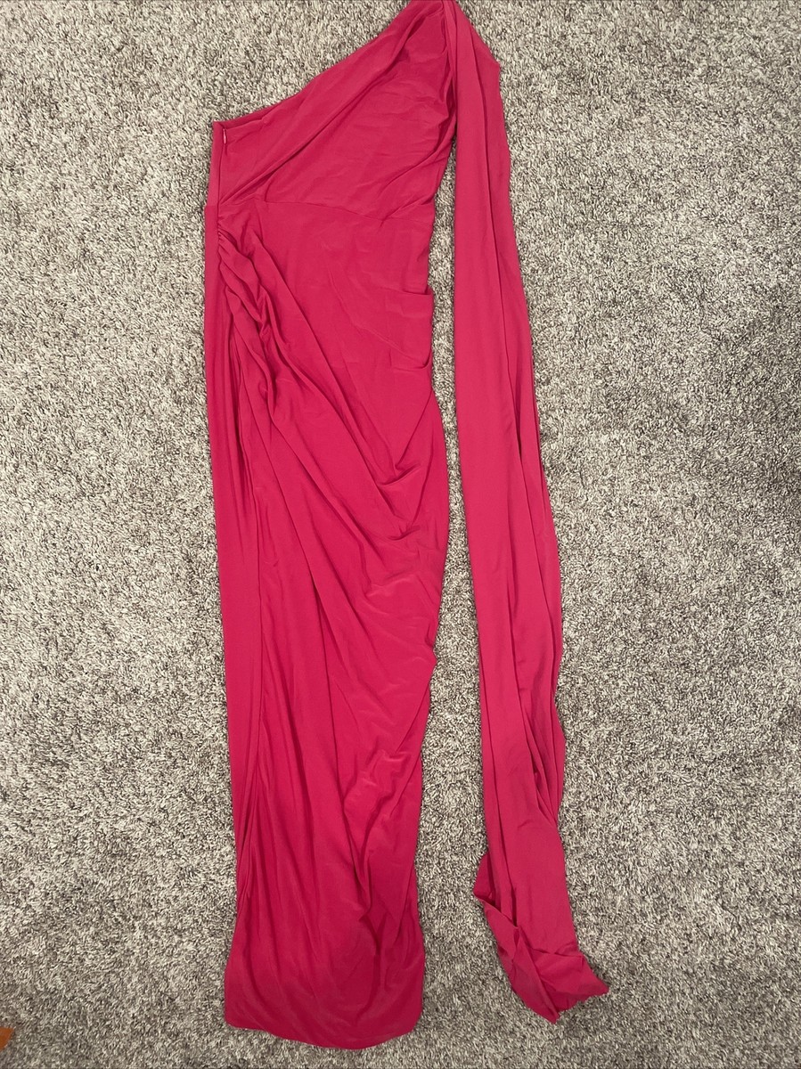 white christmas dresses Lou White One-Shoulder Asymmetric Maxi Dress – Club L London