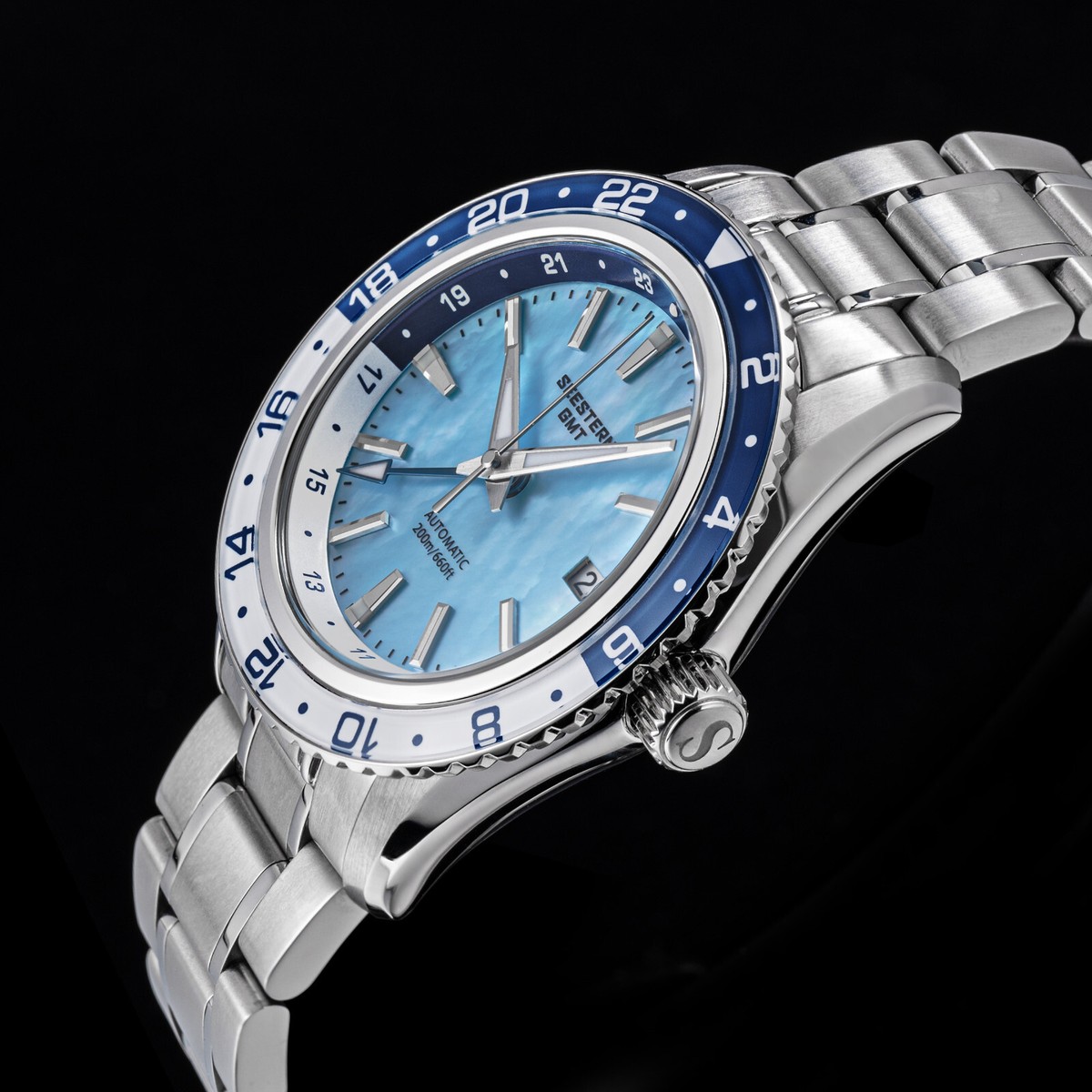 Seestern GMT S456.BW Sapphire Crystal Mechanical Mens NH34 Watch