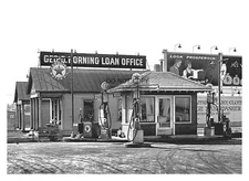 OLD VINTAGE TEXACO GAS STATION AND LOAN OFFICE 5X7 B&W PHOTO