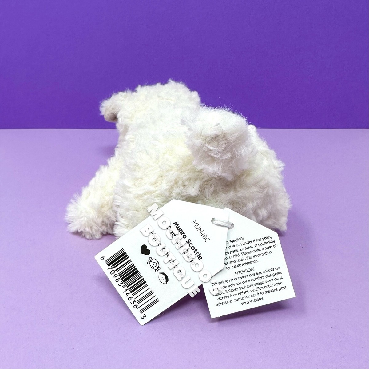 かわいい!!! ★  Munro Scottie Dog Bag Charm Cream Jellycat MUNRO SCOTTIE DOG BAG CHARM NWT Soft Plush Toy RARE