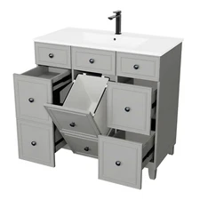 36" Bath Vanity Freestanding Bathroom Vanity Cabinet Large Storage without Sink