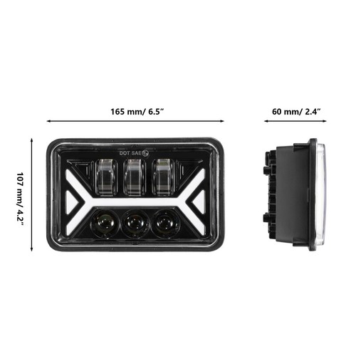 Pair 4"x6"inch LED Headlights DRL Sealed Hi-Lo Beam For Chevy Chevrolet Camaro - Imagen 4 de 12