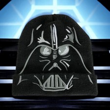 Star Wars Beanie Darth Vader Cap Black Embrodiered Face 14 year  up Beanie