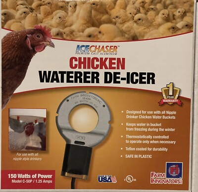 ICE CHASER CAST ALUMINUM CHICKEN WATERER DE-ICER-MODEL C-50P-150 WATTS-POULTRY