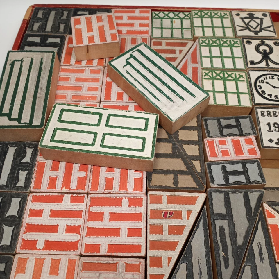 Architectural Childs Wooden Building Block Set 97 Pieces Reverse Views Vintage - Image 3 of 4