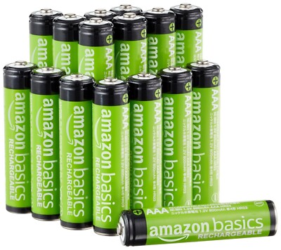 Amazon Basics 16er-Pack wiederaufladbare AAA NiMH Performance-Akkus, 800 mAh,