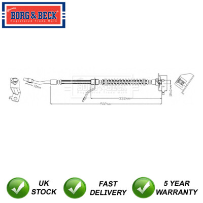 Brake Hose Front Right Borg & Beck Fits Hyundai ix20 1.4 CRDi 1.6 587321K000