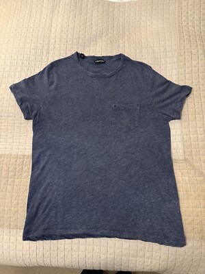 Original Tom Ford T-Shirt mit Tasche blau meliert Effekt 52 Slim mehr 48-50 
