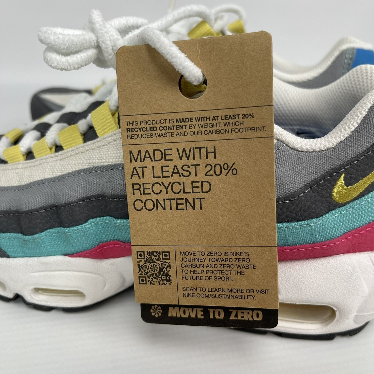 Nike Air Max 95 Size 6Y Air Sprung Aqua Recycled Materials 7.5