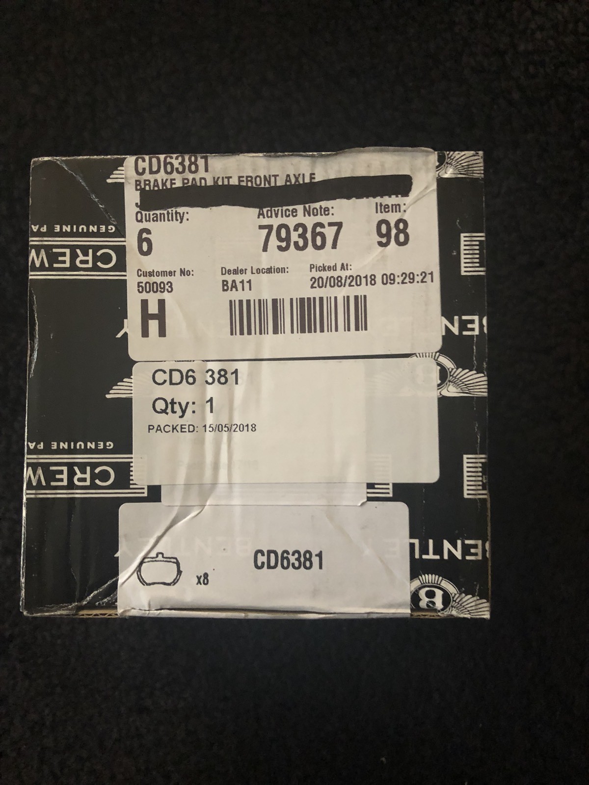 Rolls-Royce Silver Shadow Spur Corniche 1973-86 Front Brake Pads CD6381 NEW OEM