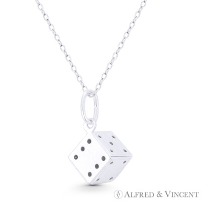 6-seitig Lucky Die Italien 0,925 Sterlingsilber 3D 8x8x8mm Glück Charm Würfel Anhänger