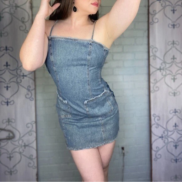 Moschino Jeans Denim Patchwork Mini Abito Taglia CS Small Vintage Anni 90 2000 Italia