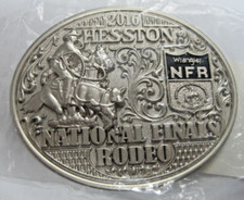 Hesston Cast Silver 2016 NFR Cowboy Rodeo Adult Buckle, New in unopened plastic