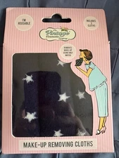 THE VINTAGE COSMETIC REUSABLE MAKE-UP REMOVING CLOTHS 3 PACK NAVY WITH STARS