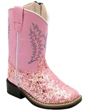 Old West Toddler Girls' Glitter Western Boot - Broad Square Toe - VB1085