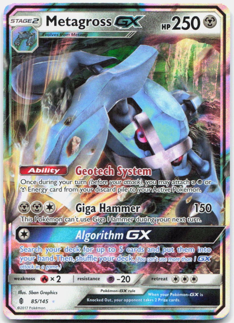 Metagross GX 85/145 Holo Ultra Rare Guardians Rising Pokemon Lightly Played