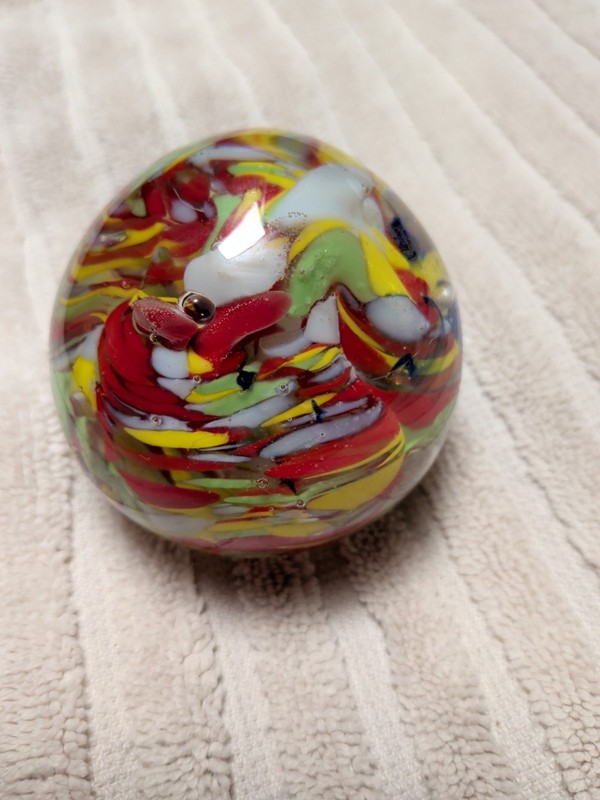 VTG Handblown Murano-style Glass Paperweight  - 3"X2" Of Pure Visual Delight