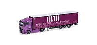 "Herpa 320801 - 1:87 MAN Etgx GM Volumenplanen-Sattelzug \"MüLler - Die Lila Logis"