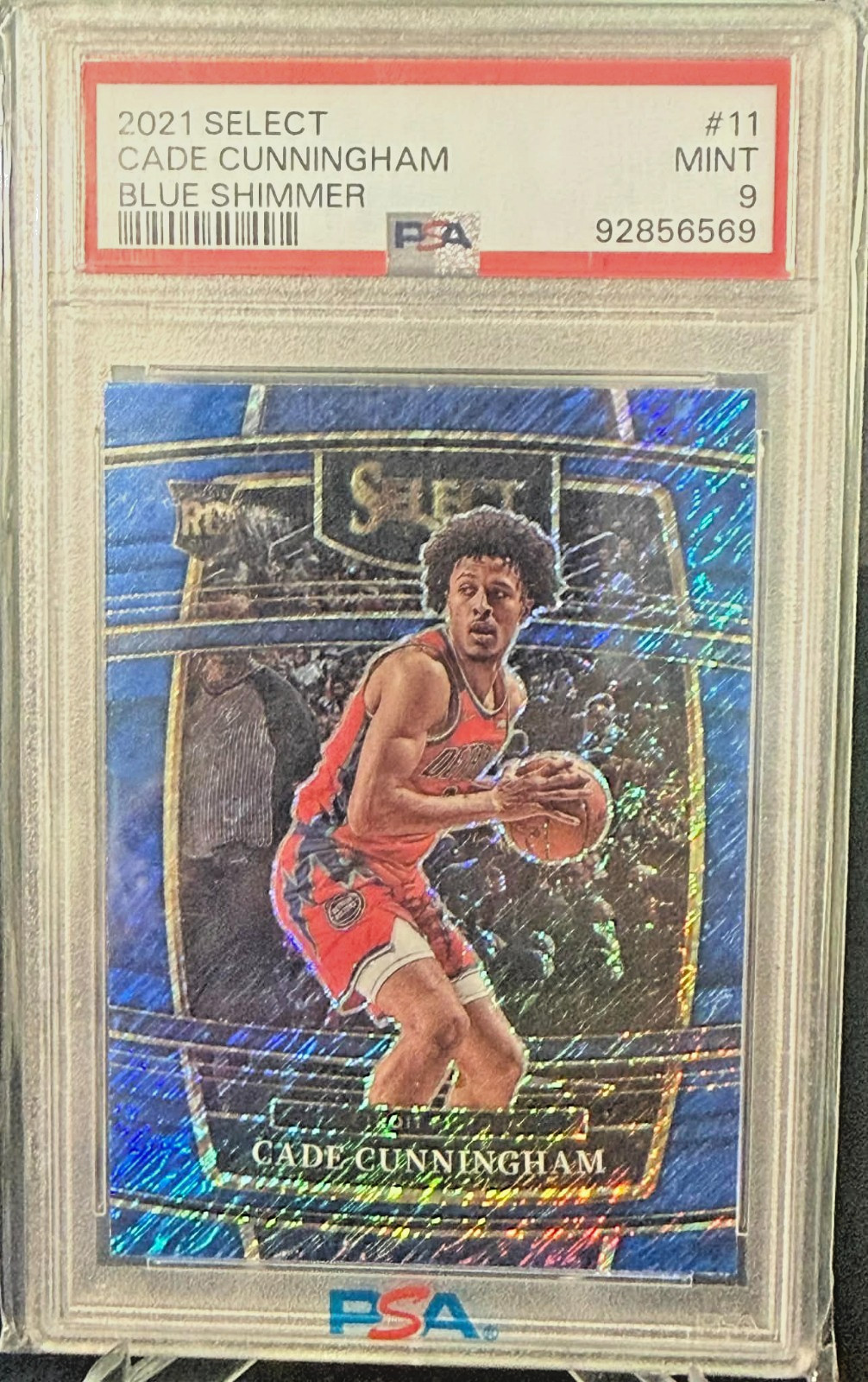 2021 Panini Select Rookie Concourse Blue Shimmer Prizm Cade Cunningham PSA 9